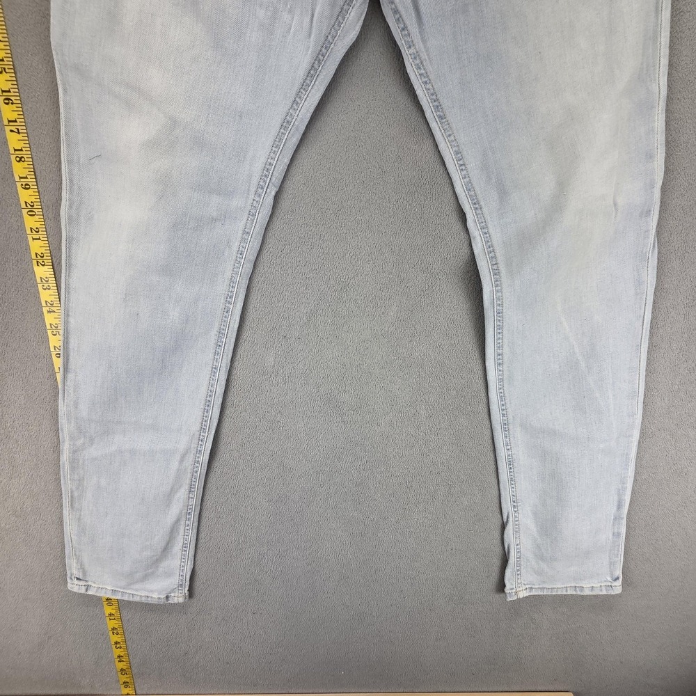Diesel Jeans Mens 32x30 Blue Sleenker Skinny Stretch Light Wash Button Fly 009BJ - Picture 9 of 16